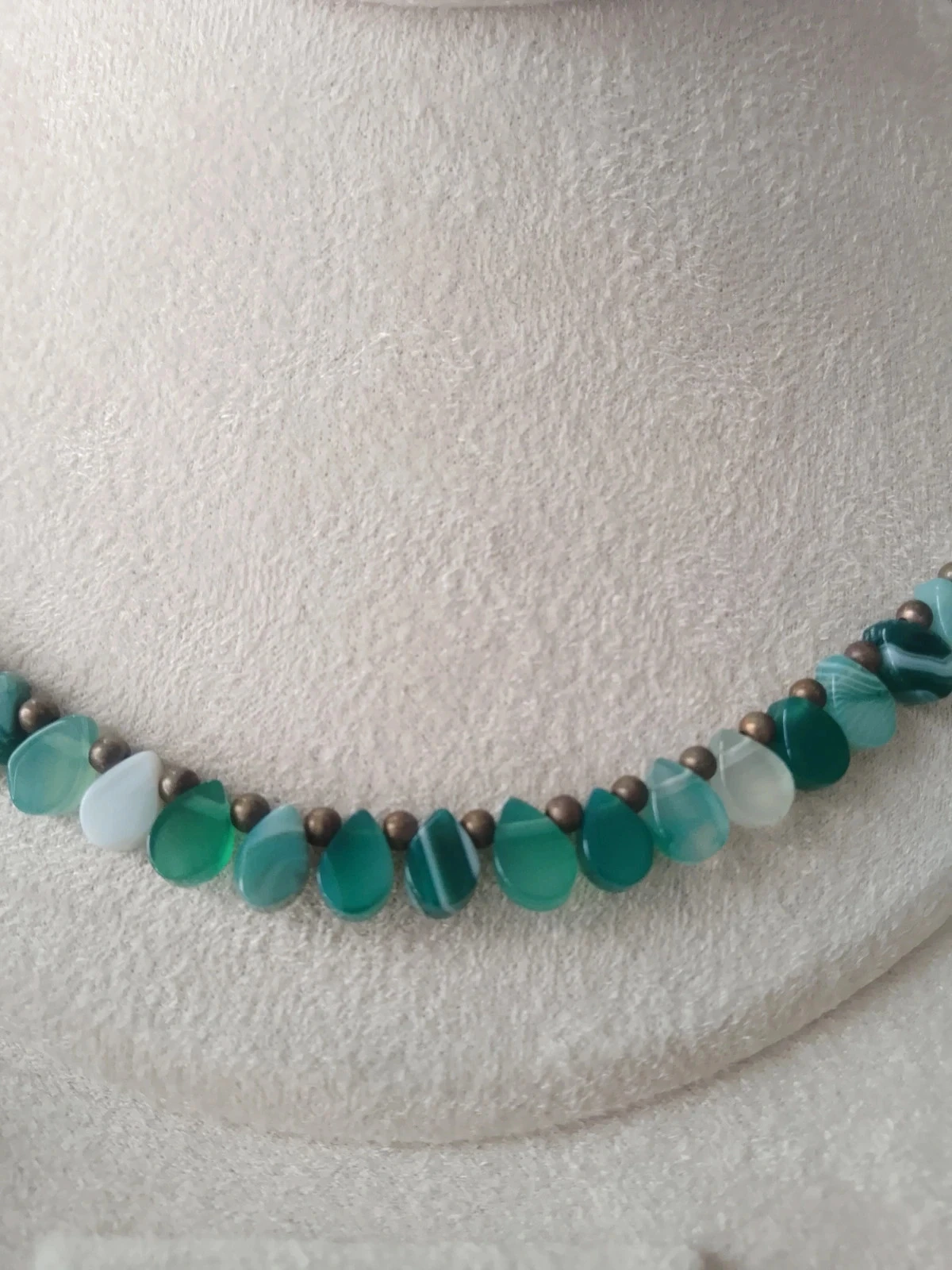 Collar de piedras naturales de ágata verde – photo 2
